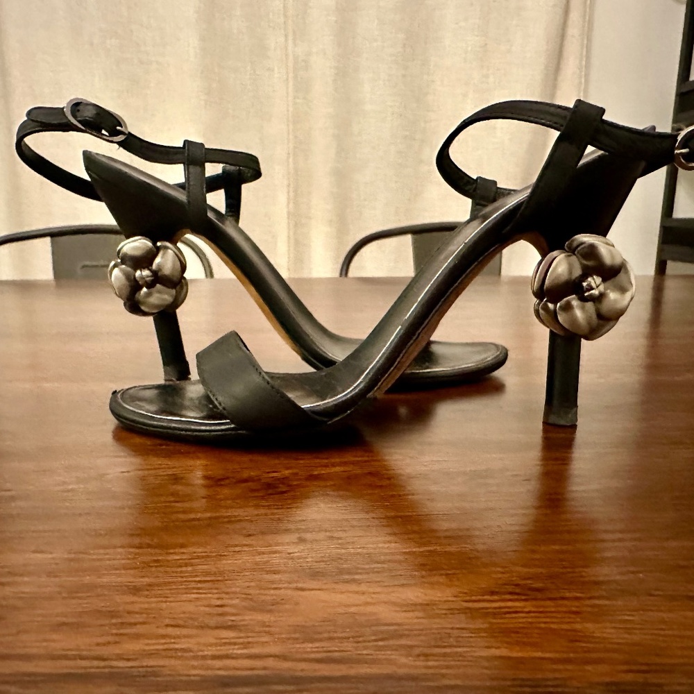 Chanel high heel rose sandal